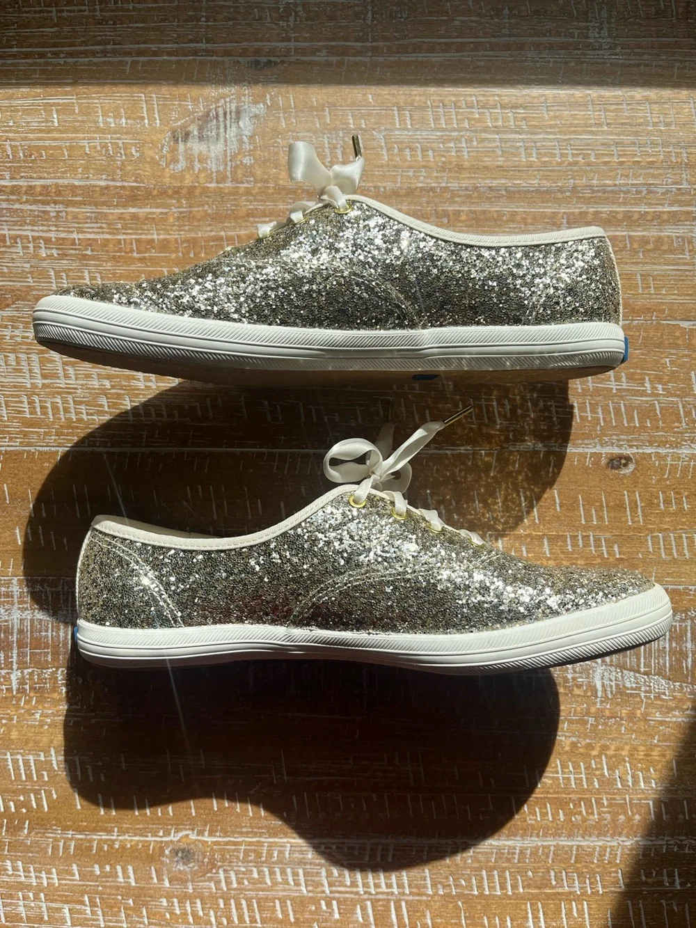 kate spade Gold Glitter Lace-Up Sneakers - Picture 6 of 7